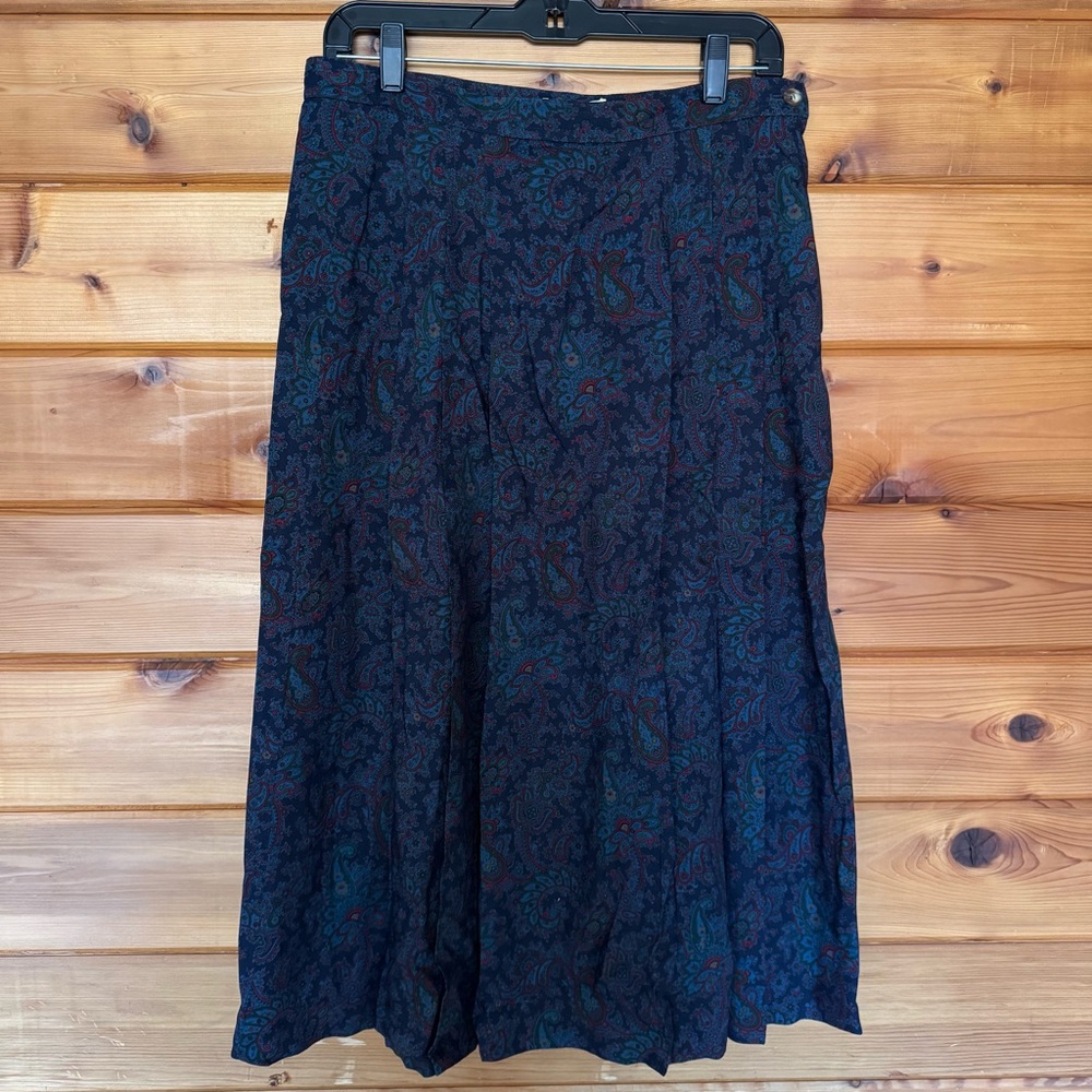 Gucci Navy Blue Paisley 100% Lana Wool Skirt | size 44